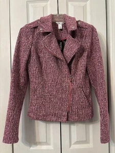 Chaqueta Moto WHBM Rosa con Hilos Plateados LS Boucle-Talla 4-NUEVA CON ETIQUETAS - Imagen 1 de 9