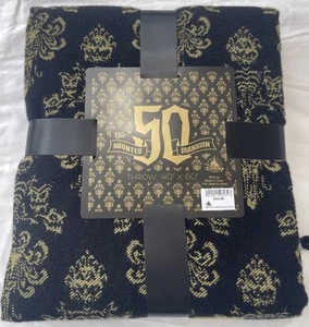 Rare Disney HAUNTED MANSION Wallpaper 50th Anniversary 40 x 60 Throw MINT LE - Picture 1 of 2