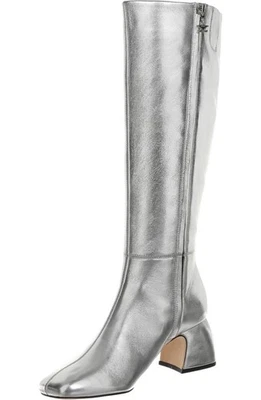 170 美元 MSRP 全新 CIRCUS 纽约山姆 EDELMAN 皮革及膝靴 金属银色 6.5 — 第 1/4 张图片