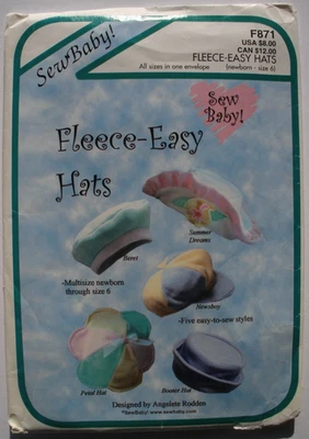 Sew Baby Fleece Easy Hats Cap Beret Newsboy pattern sizes Nb - 6  UNCUT - Image 1 of 2