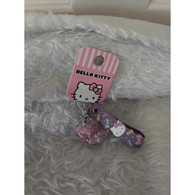 Hello Kitty Keychain Heart Shape Glitter Fill Shaker Charm Purple Wristlet - Image 1 of 3