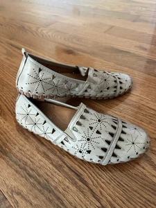 New Spring Step Fusaro Perforated Leather Comfort Loafer Shoe Gray, Sz 40/9 - Picture 1 of 11