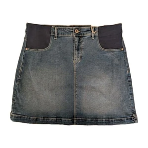 Brilliant Basics Maternity Skirt Womens 14 Blue Stretch Denim Side Panels Short - Picture 1 of 6