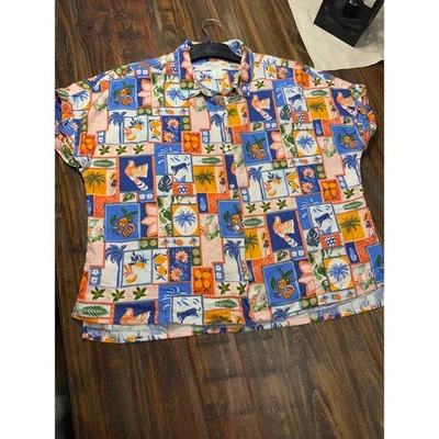 C&C California Linen Tropical Print Button Down Shirt Women's Large - Image 1 of 4