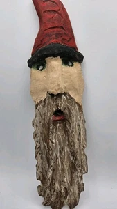 Babbo Natale/vecchio vintage in legno intagliato a mano dipinto arte popolare primitivo 15 pollici - Foto 1 di 9