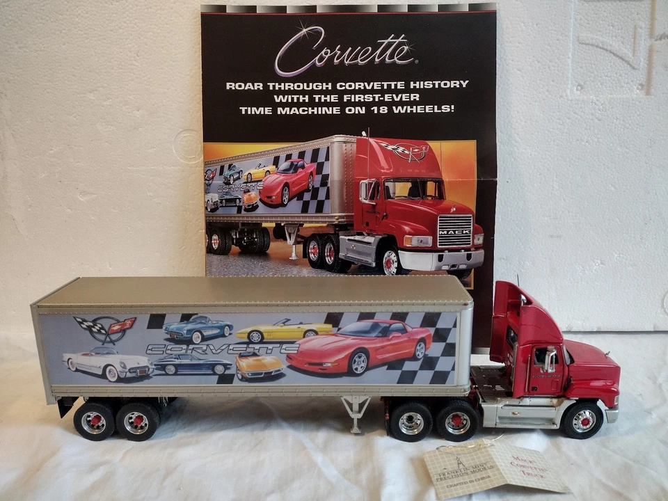 Remolque tractor Franklin Mint Mack Corvette semirremolque rojo modelo fundido a presión 1:43 Foto 1 de 4