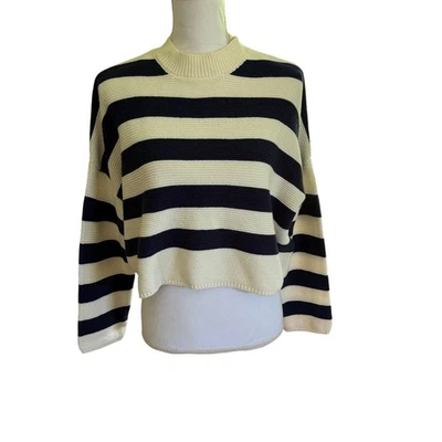 Suéter Charlie Paige Azul Marino y Crema Rayas Talla SP Náutico Costero Informal Nuevo sin Etiquetas Foto 1 de 4