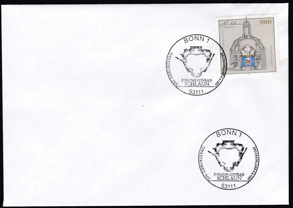 Germany 1995 FDC Mi 1787 Sn 1891 Anniv. of Johann Conrad Schlaun (1695-1773) - Image 1 of 1