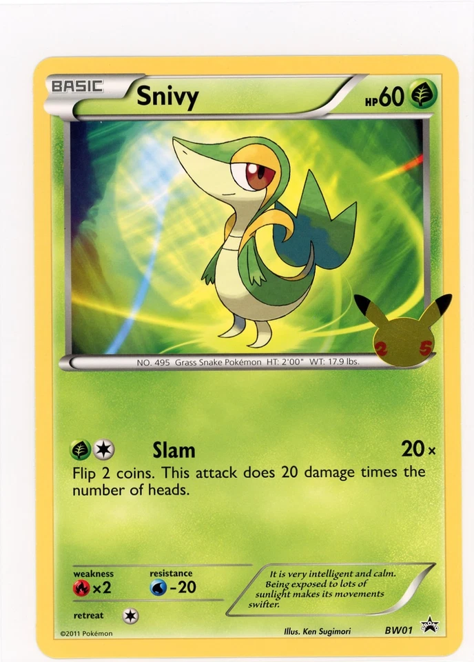 Pokemon Snivy BW01 First Partner Pack 25th Anniversary Jumbo Promo Card - Image 1 of 4