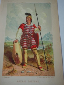 Lithograph, Colored Engraving of Navajo Costume, Duval's  - Picture 1 of 4