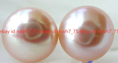Echte Natürliche 11-12mm Rosa Süßwasserperle Ohrstecker - Bild 1 von 4