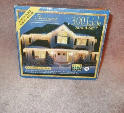 Foremost Add a Set 300 Icicle Christmas Lights Indoor Outdoor Green Bulbs NEW - Image 1 of 4