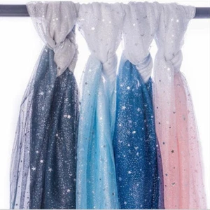 4-Color Moon Star Glitter Soft Tulle Lace Fabric for Wedding Dresses, Clothing - Picture 1 of 8