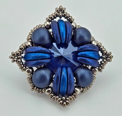 Fingerring Ring Blau Silber Gr 56 Swarovski Element Unika Handmade Damen Schmuck - Bild 1 von 4