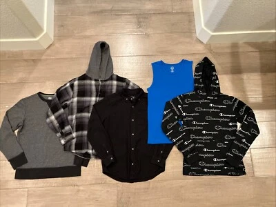 Лот из 5 мальчиков XL толстовка с капюшоном толстовка Athleisure фланелевая рубашка на пуговицах чемпион - Изображение 1 из 4