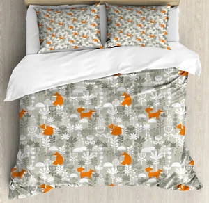 Animal Duvet Cover Set with Pillow Shams Fox in the Winter Forest Print - Picture 1 of 8