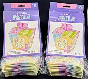 48 Baby Favor Boxes for Shower Unisex Colors 2.25" Boy Girl Arrival Heart Top - Picture 1 of 7
