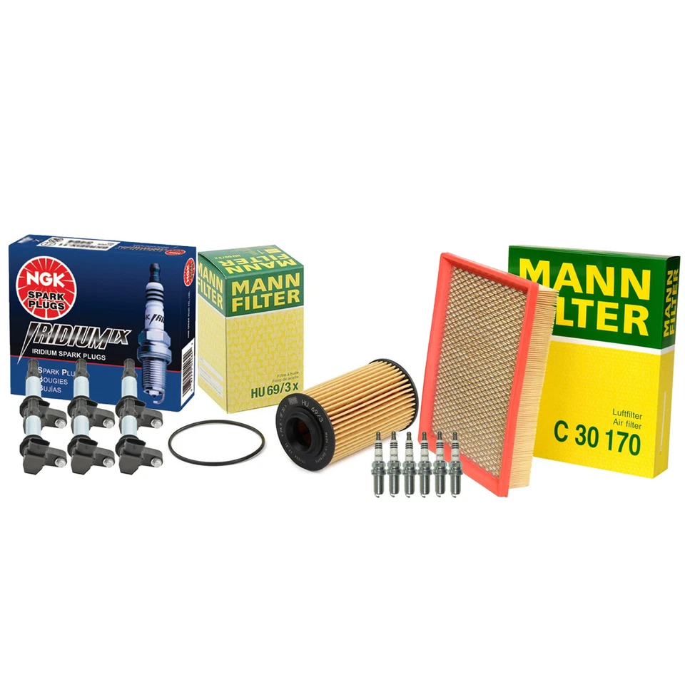 Mann Filters Bosch 6 Coils NGK 6 Iridium IX Spark Plugs Tune Up Kit For Saab 9-3 - Imagem 1 de 1