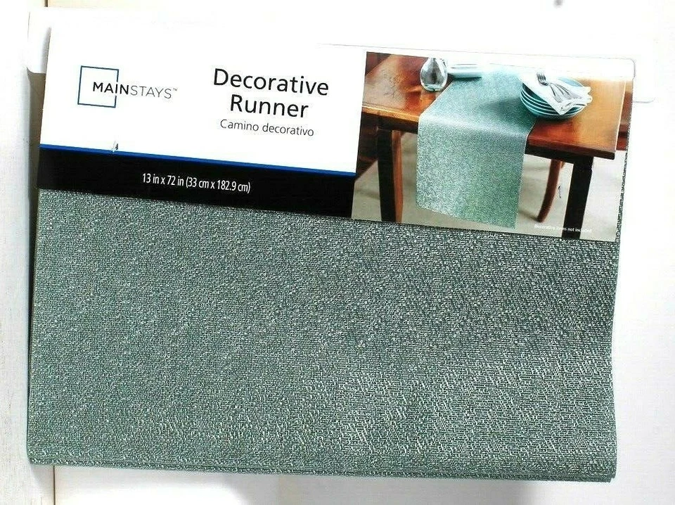 1 Count Mainstays 13 In X 72 In Sage Textured Woven 100% Vinyl Decorative Runner - Image 1 of 1