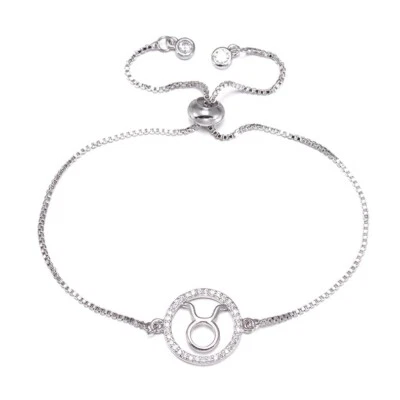 ZARD Taurus Zodiac CZ Charm Slider Bolo Bracelet in Fine Sterling Silver 925 - Image 1 of 4