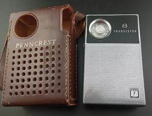 Tested: Hear it w/Video: Vintage CLEAN Penncrest 1151 Transistor AM Radio & Case - Picture 1 of 7