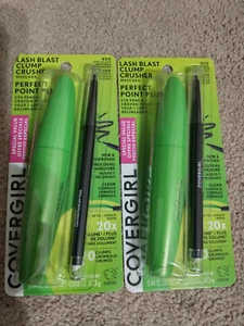 2 CoverGirl Lash Blast Clump Crusher Mascara + 2 Perfect Point Plus Pencil BLACK - Picture 1 of 1