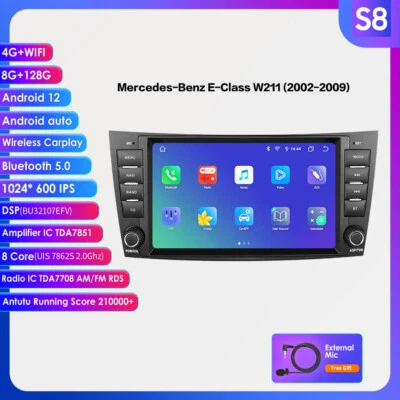 For Mercedes Benz E Class W211 E320 E350 Car Stereo Radio CarPlay Android 8+128G - Image 1 of 4