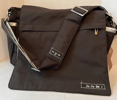 Ju Ju Be Diaper Bag Black Silver Large Size Shoulder Strap Teflon Memory FoamPad - Image 1 of 4