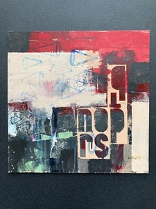 Original Mixed Media Abstract Art, Linoleum Tile Series 12”x 12” Signed - Picture 1 of 13