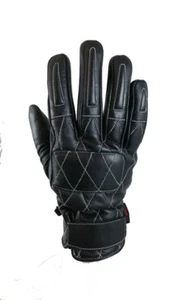 Torc Silver Lake Black Leather Mid Length Classic Retro Motorcycle Gloves Large - Picture 1 of 2