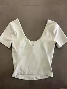 Lululemon Align T-Shirt Yoga Training Tight Fit Cropped Top Light Blue Sz 2 - Picture 1 of 3
