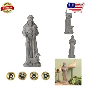 15.2 Inch Vintage St. Francis Sculpture - Resin Garden Decoration with Sheep - Picture 1 of 12