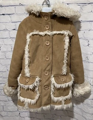 GAP Girls sheep skin like Brown coat with fur Lining  Medium /8 - Image 1 of 4