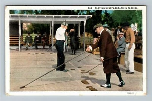 Giocare Shuffleboard In Florida cartolina ricordo d'epoca - Foto 1 di 2