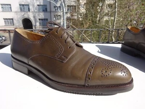 Zapatos de hombre MORESCHI Handmade Goodyear cuero marrón caqui Italia talla 43 (UK9) EXCELENTE - Imagen 1 de 16
