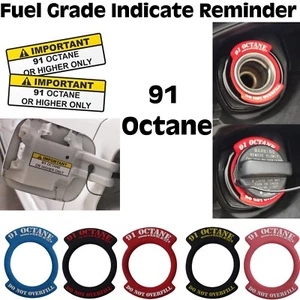 2 piezas 91 Pegatina de Combustible Protección Transparente Combustible Cuello Anillo Aceite Octano Indicar Recordar - Imagen 1 de 18