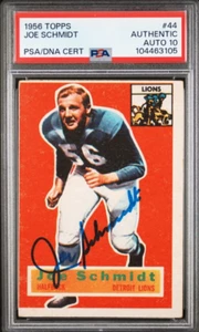 1956 Topps #44 Joe Schmidt Signed Rookie Card Autograph RC PSA 10 Auto Lions HOF - Picture 1 of 2