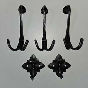 Vintage Set of 5 German Metal Coat & Hat Hooks - Picture 1 of 2