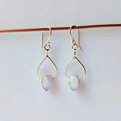 Pendientes colgantes/gotas de piedras preciosas naturales de plata de ley 925 para mujer Foto 1 de 4
