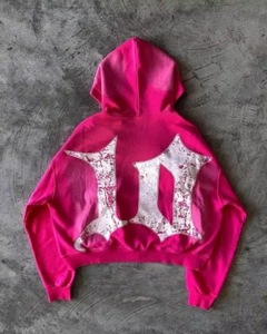 Tenthseries Zipper Hoodie Y2K Gothic Cartoon Graphic Embroidery Oversized Jacket - Picture 1 of 5