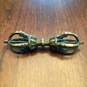 "Objeto ritual Vajra Dorje budista tibetano artesanal de latón 5""" - Imagen 1 de 4