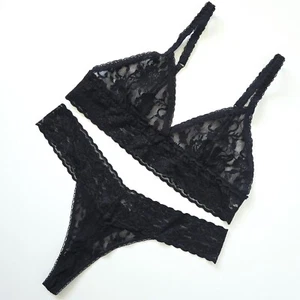 IMPRESIONANTE CONJUNTO SUJETADOR BRALET TANGA MUJER ALL SAINTS REGALIA ENCAJE NEGRO 12 M VINTAGE - Imagen 1 de 23