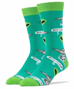 OOOH YEAH! Men's Novelty Crew Socks, Bacon Abduction - Picture 1 of 1