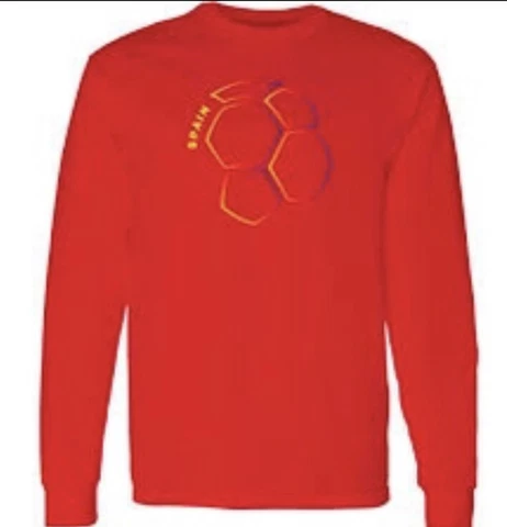 Men’s Spain National Team Soccer Game On Long Sleeve Jersey Shirt Large L Cover