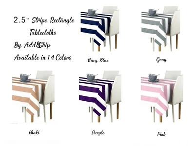 ADD&SHIP 2.5" Stripe Rectangular Tablecloth (60" x 132") Perfect for Restaurants - Image 1 of 3