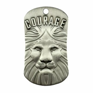 Courage the Lion Antique Finish Dog Tag Necklace-Joshua 1:9 (4 Pack) - Picture 1 of 3