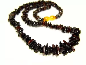Collar ámbar báltico 18" marrón negro piedra preciosa natural genuina 4299 - Imagen 1 de 7