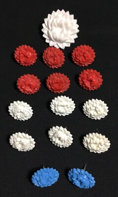 De colección 15 Push Pins, Cortinas, Tapices, Cuadros Diseño Flor, Plástico (Baquelita) Foto 1 de 4