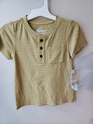 Cat&Jack Toddler Boys Beige Half Button Upshort Sleeve Shirt Sz 2t - Image 1 of 2