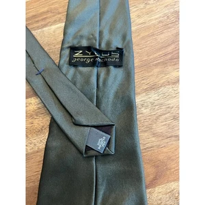 Zylos by George Machado Olive Green 100% Silk Tie Made in Italy - Picture 1 of 4